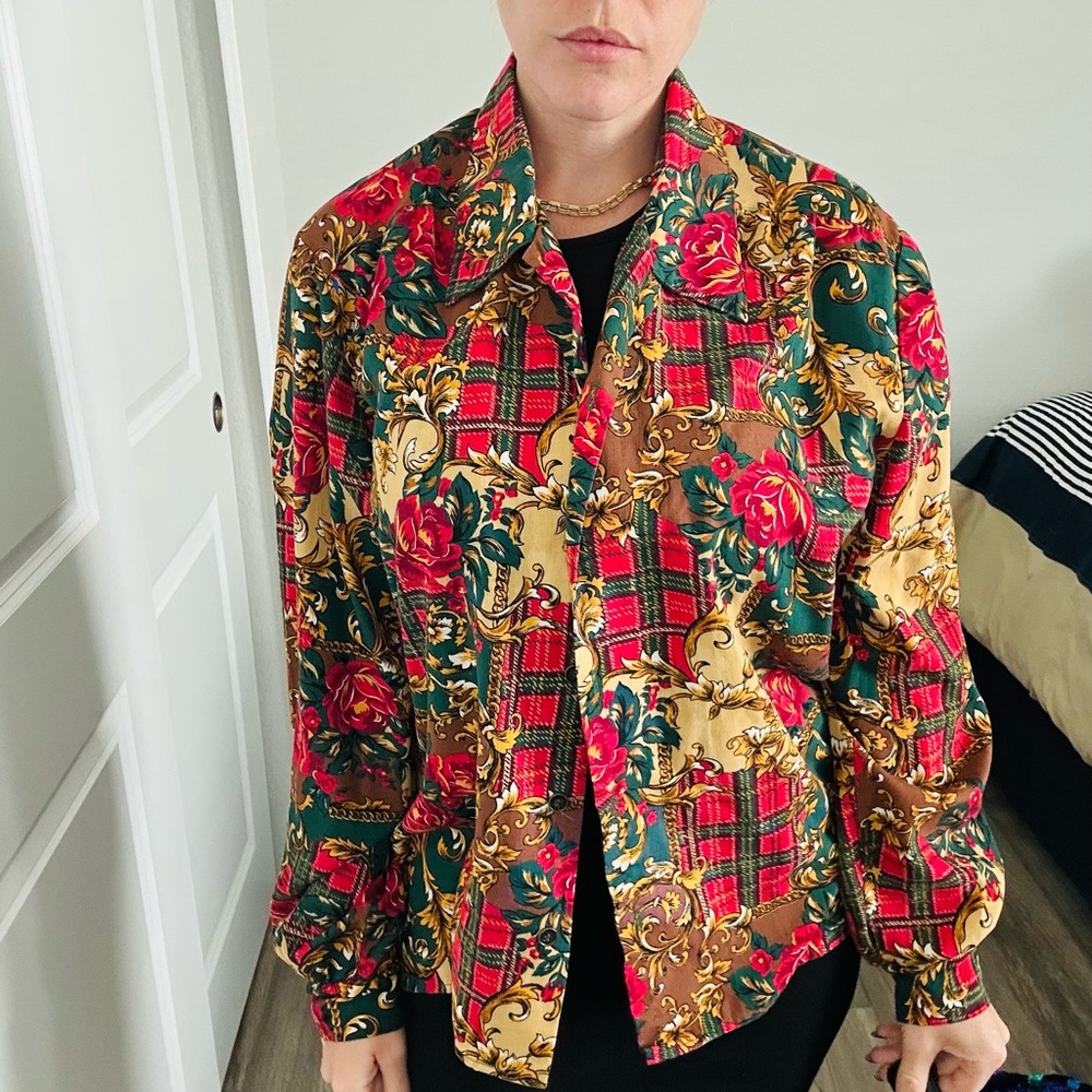 Floral Plaid Button Down Shirt